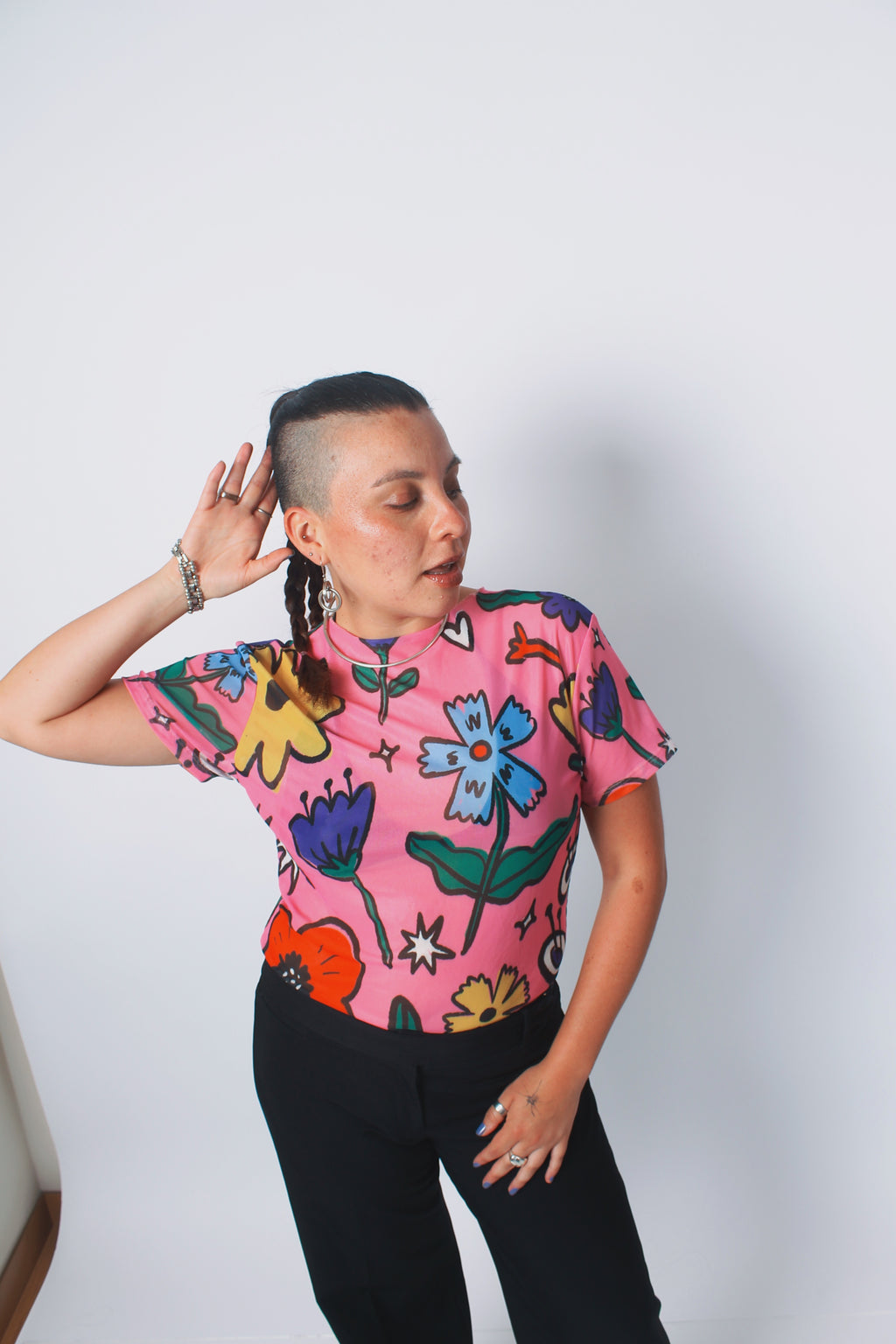 Mesh "Jardín" manga corta