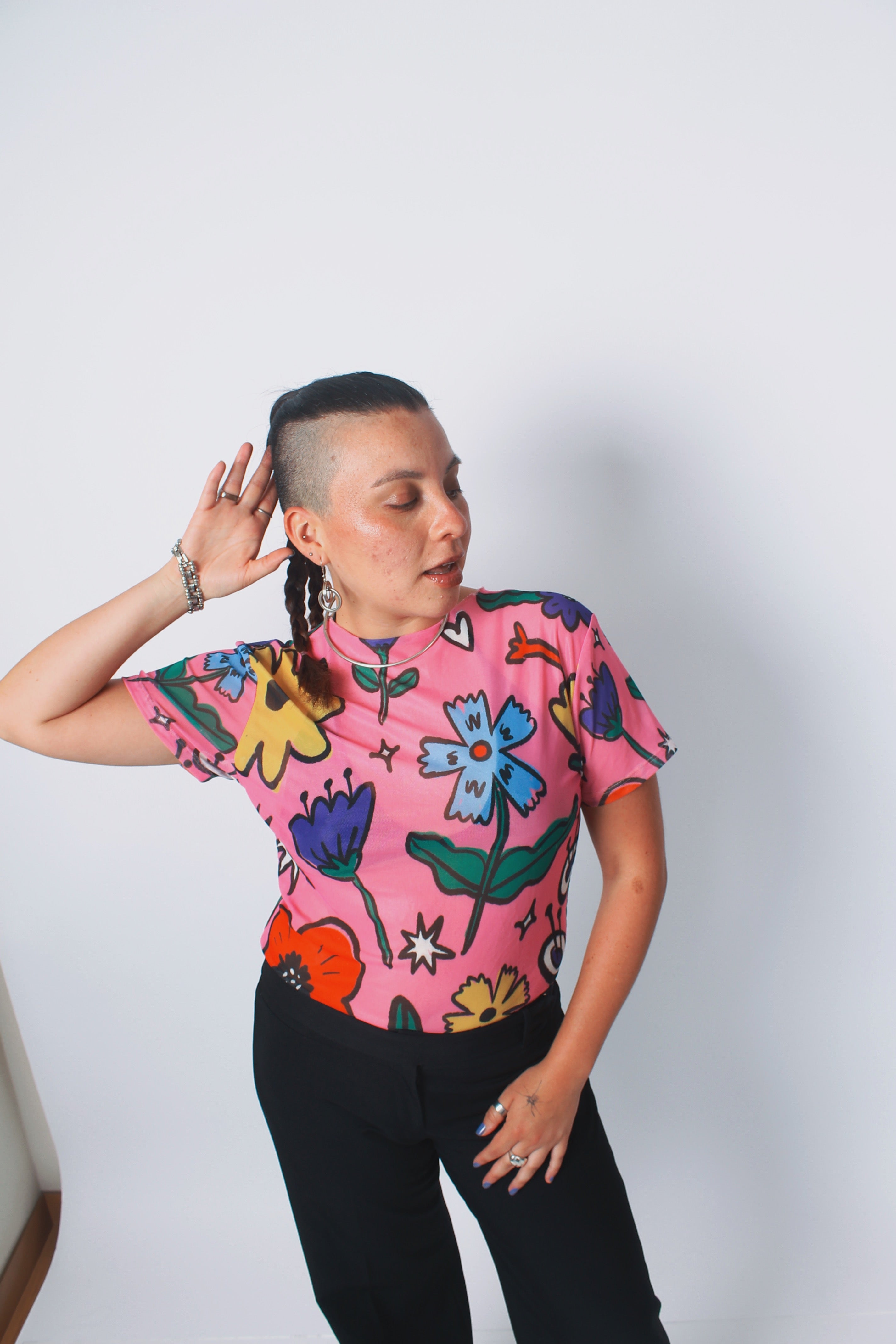 Mesh "Jardín" manga corta