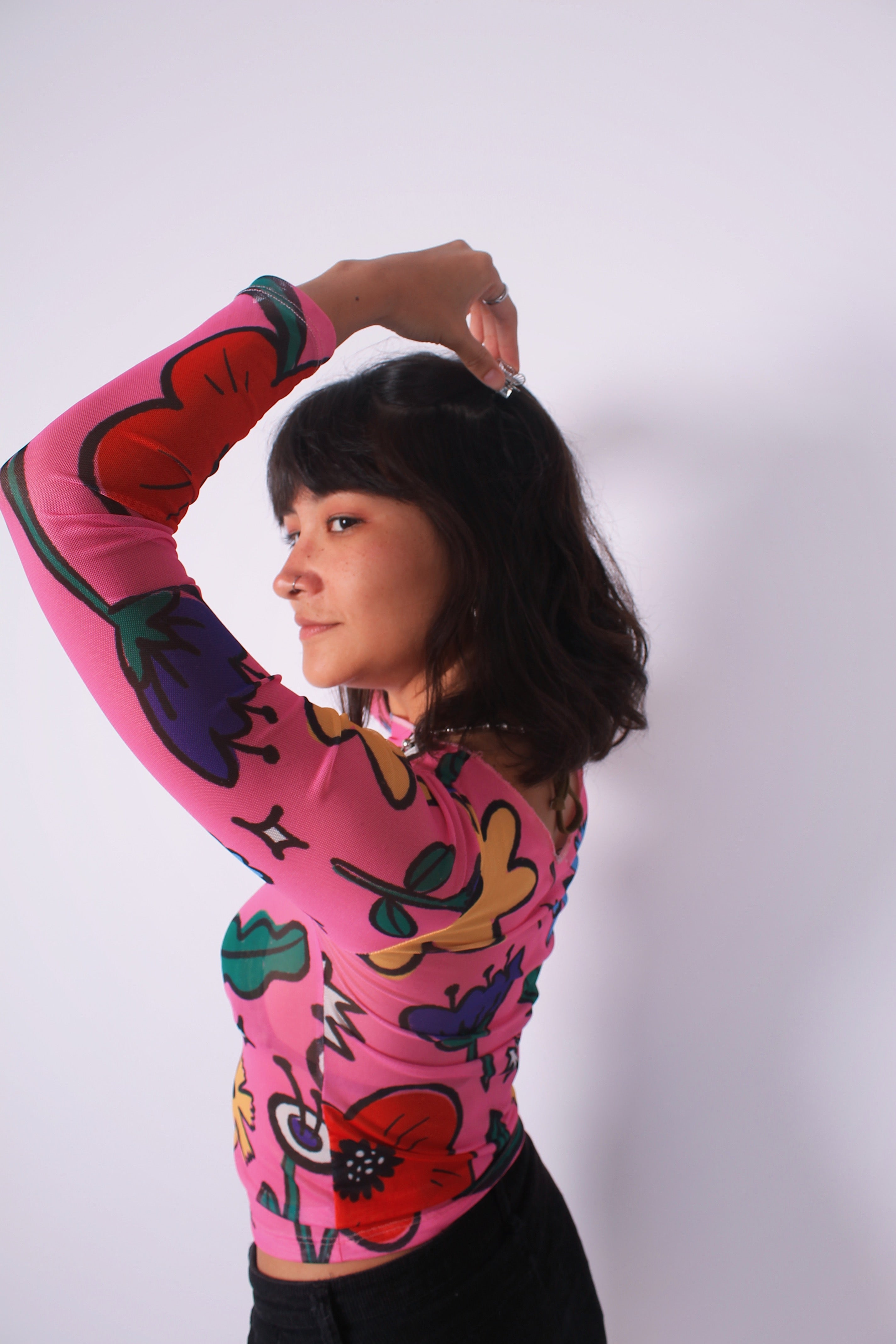 Mesh "Jardín" manga larga