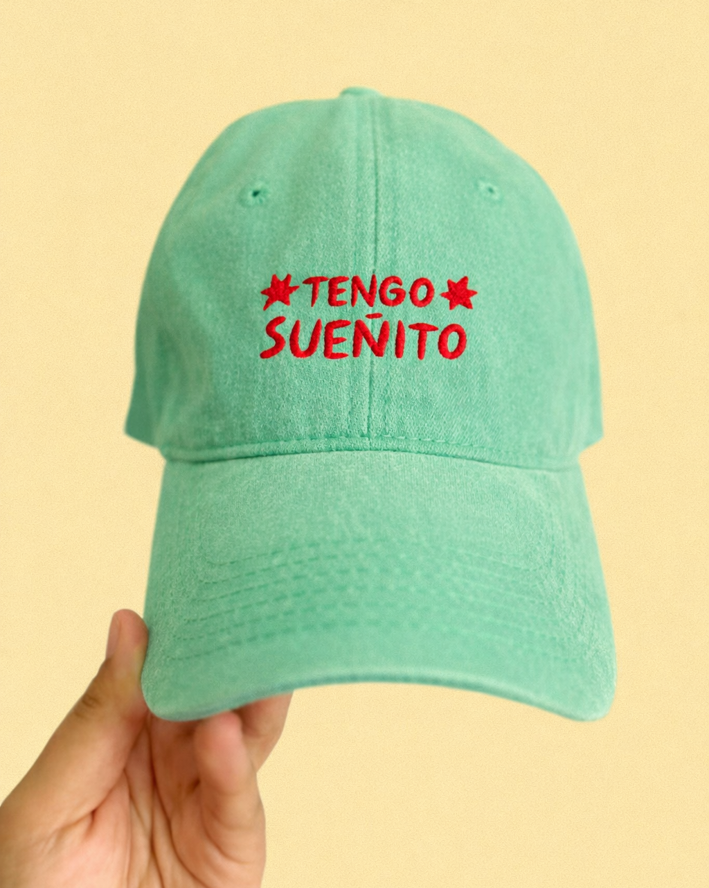 Gorra "Tengo sueñito" verde agua