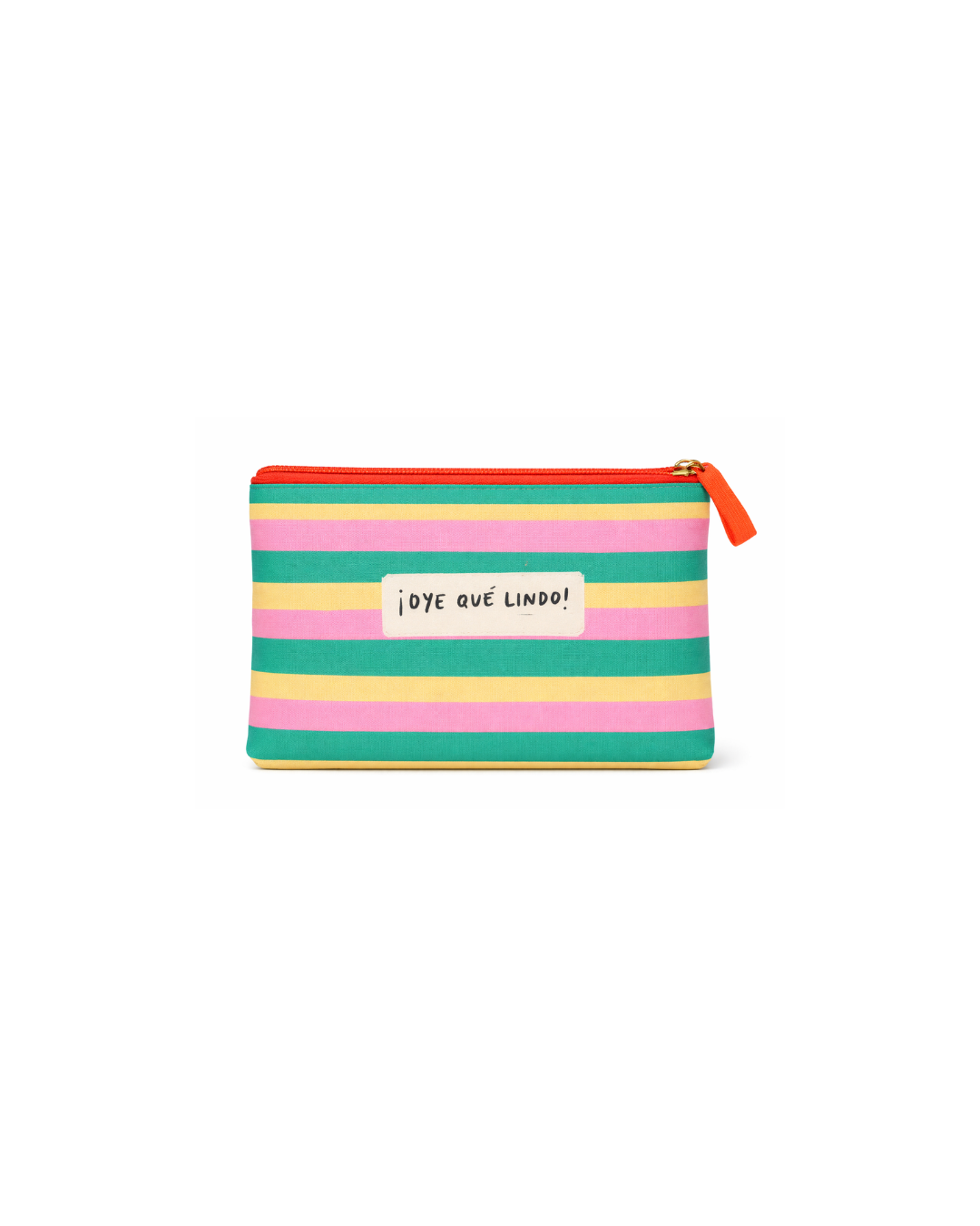 neceser ilustrado con jarron de flores colors amarillo rosa y verde